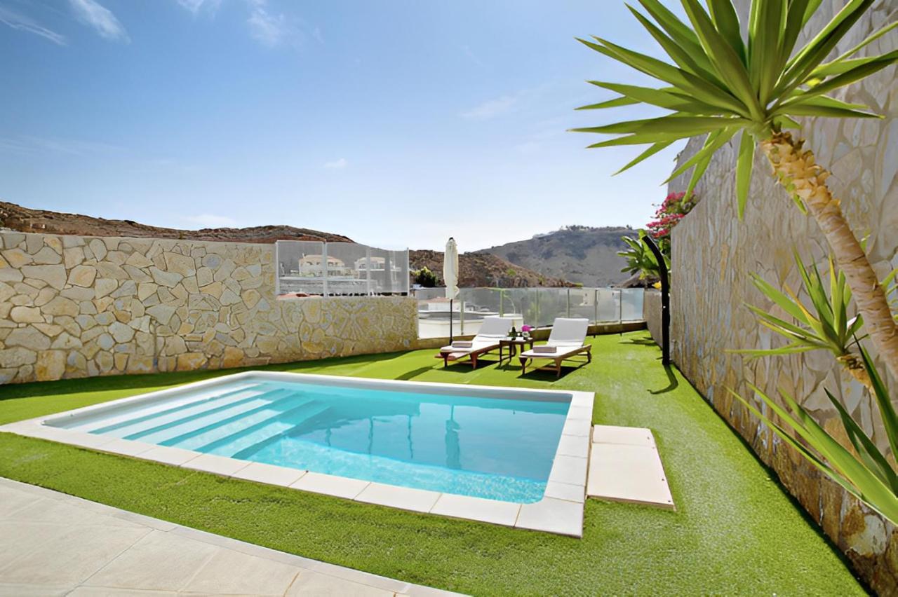 Dream Villa With Heated Pool, Rooftop & Ocean Views Mogán Exterior foto