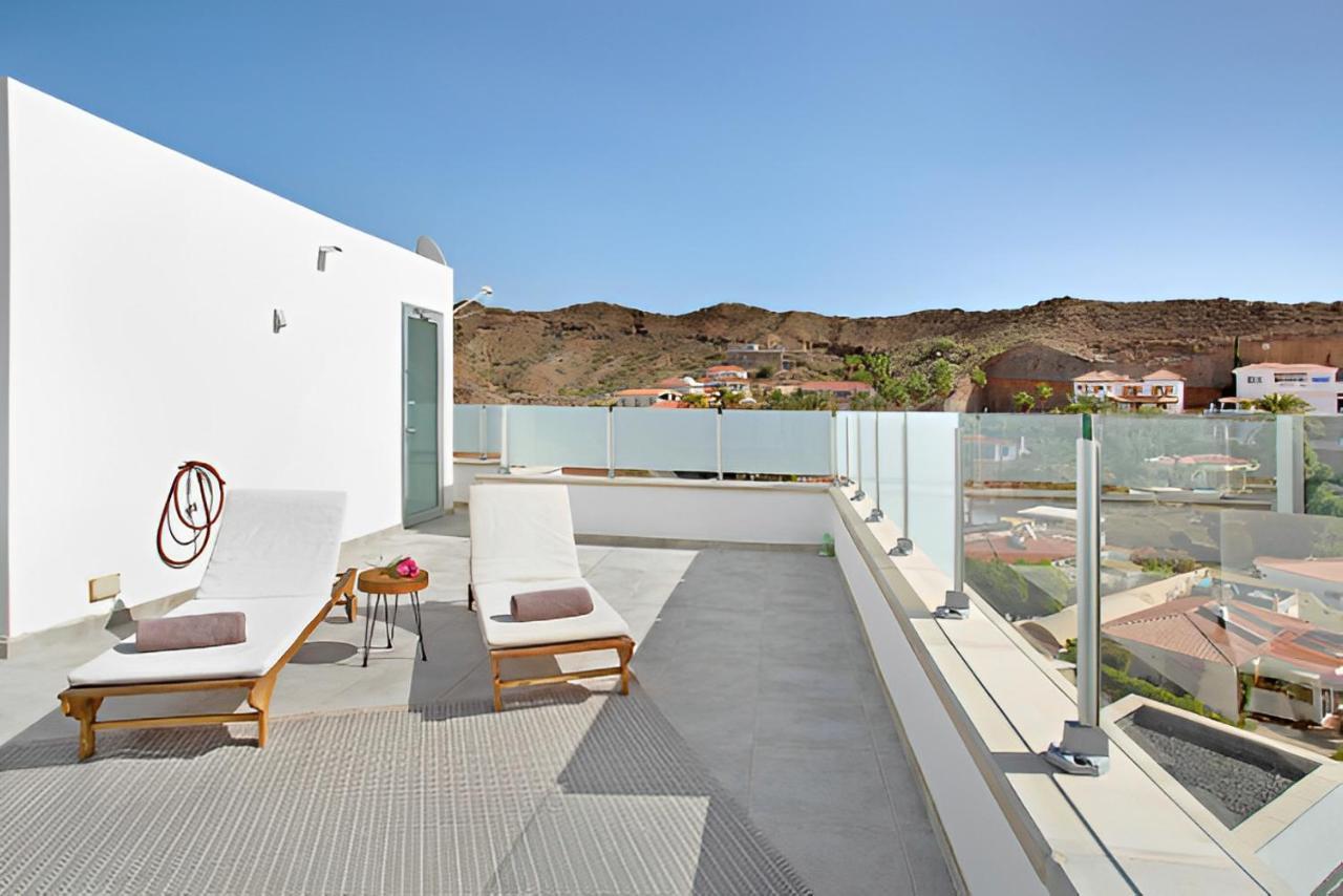 Dream Villa With Heated Pool, Rooftop & Ocean Views Mogán Exterior foto